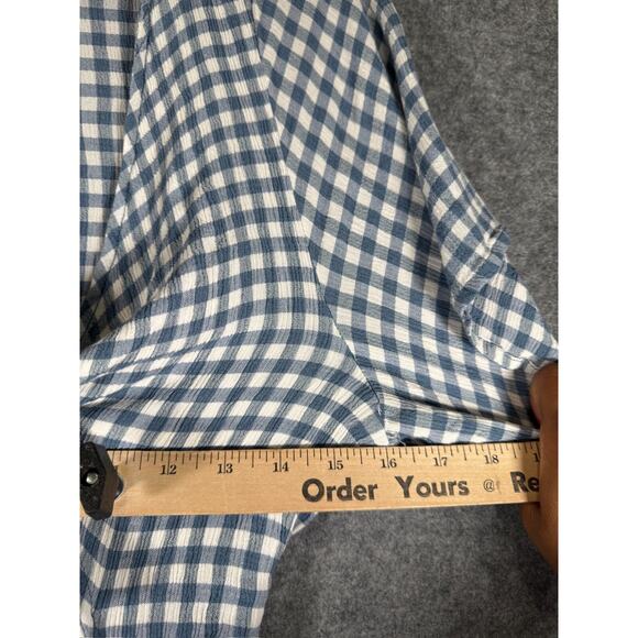 Olivaceous Dress Women Small Gingham Blue Short Sleeve Tie Front Midi Stretch - Picture 3 of 6